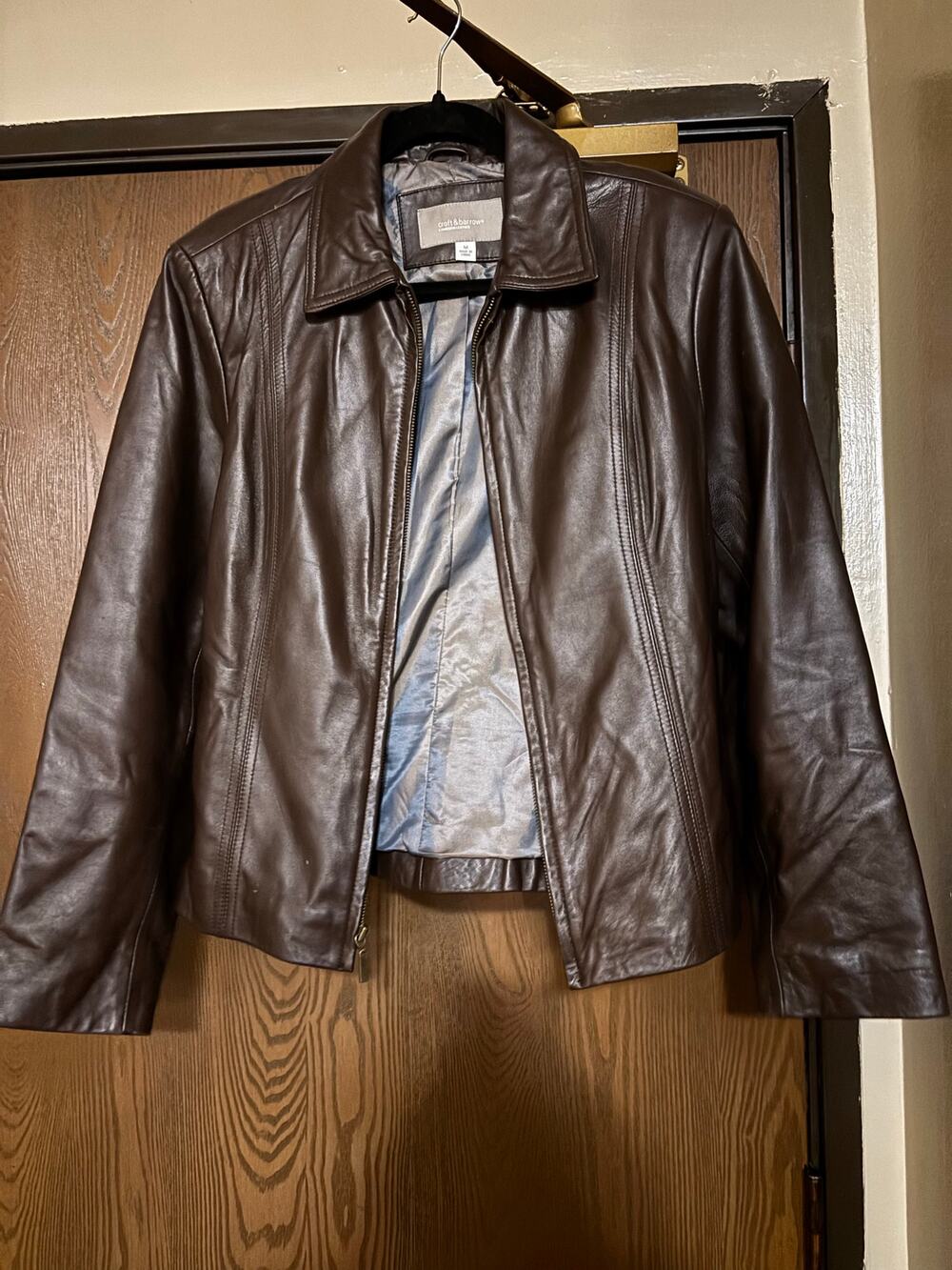 Croft & Barrow Chocolate Brown Leather Fall/ Winter Preppy Collared coat/ Jacket